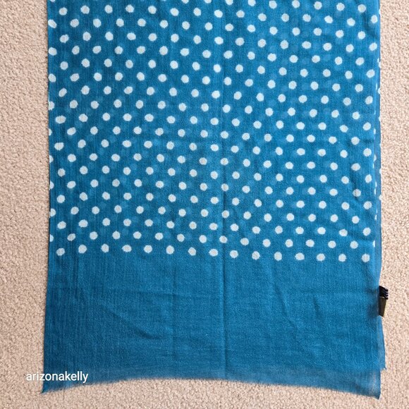 Huit Huit Accessories - Wool/Silk Lightweight Polka Dot Scarf Blue